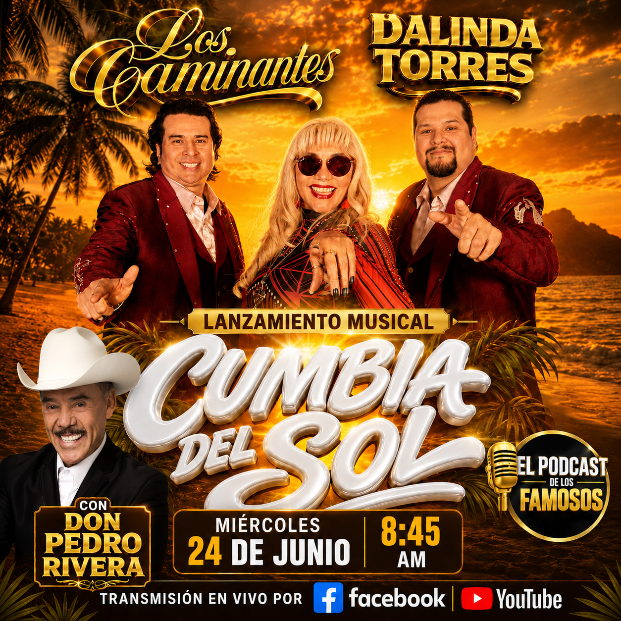 Los Caminantes y Dalinda Torres presentan Cumbia del Sol con Don Pedro Rivera